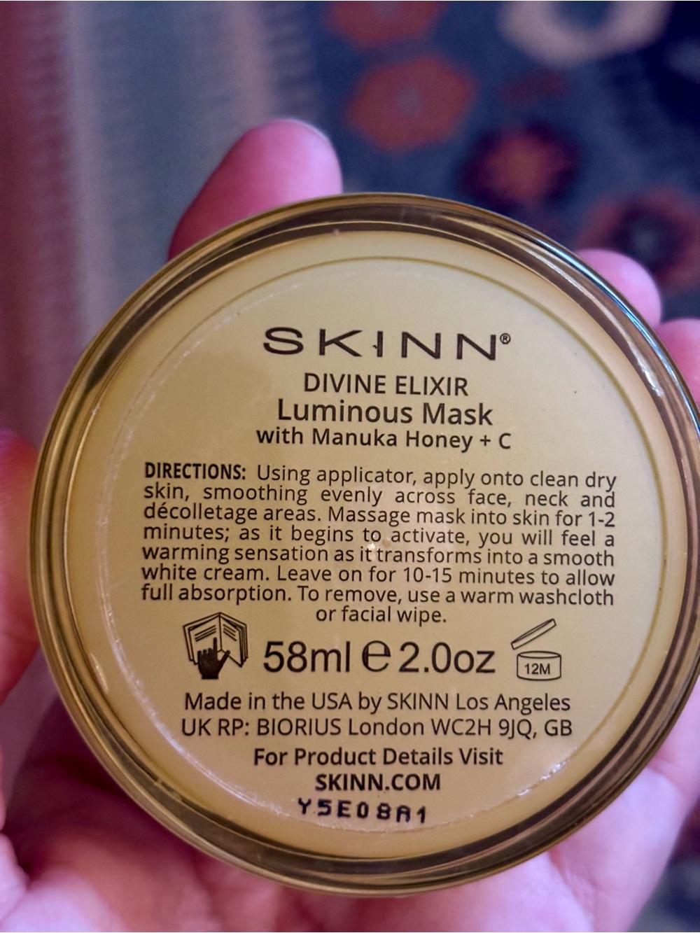 SKINN Divine Elixir Luminous Mask — Yellow